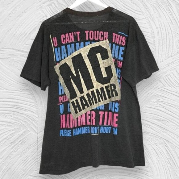 Vintage 90s MC Hammer U Can’t Touch This 1990 hip hop tee black pink L - Picture 2 of 8